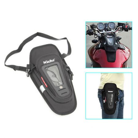 Small Magnetic Tank Bag Waist Bag - Small Motorcycle Magnetic Tank Bag with Clear Window for Smart Phone, Three Foldable Wings, Convert to A Waist Bag